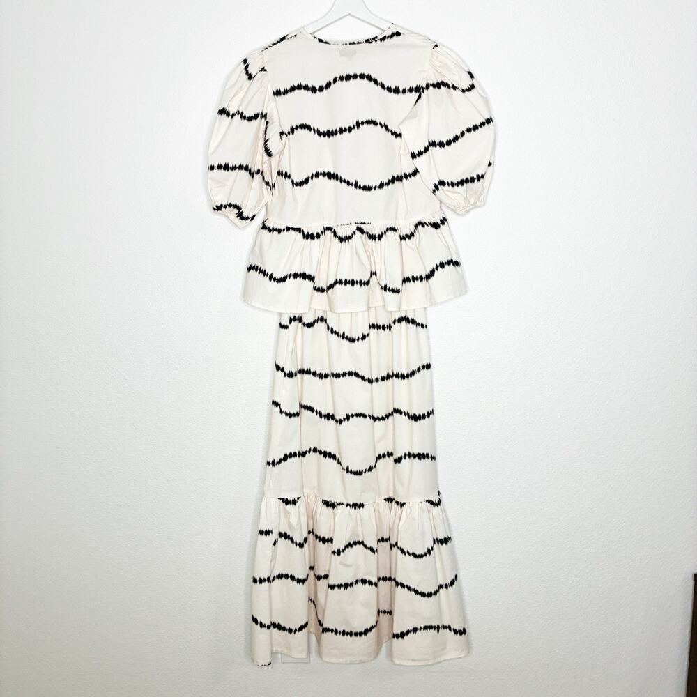The Lulo Project Orchid Beige Waves Tie Front Blouse and Skirt Set M NWT - Picture 3 of 16